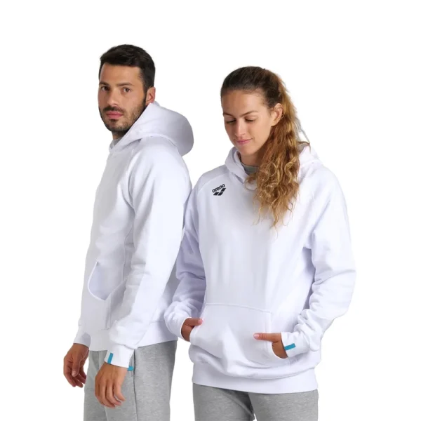 Bluza Arena z kapturem Team Hooded Sweat Panel biała – widok z przodu, krój unisex