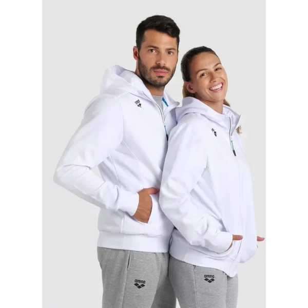 Arena bluza team hooded jacket panel Biała