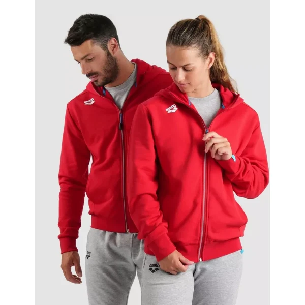 Arena bluza team hooded jacket panel Red
