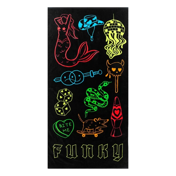 Ręcznik Funky Trunks Doodles 80×160 cm z 100% bawełny premium — praktyczny dodatek do torby pływackiej